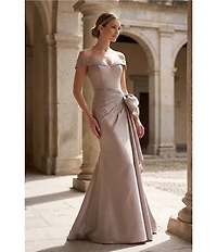 Terani Couture Off-The-Shoulder Ruffle Mikado Mermaid Gown
