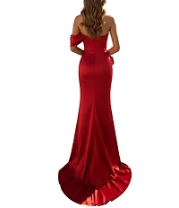 Terani Couture One Off-The-Shoulder Shimmer Sheath Gown