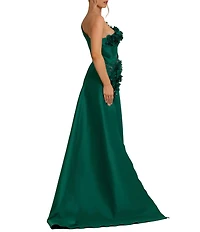 Terani Couture One Shoulder 3D Floral Applique Gown