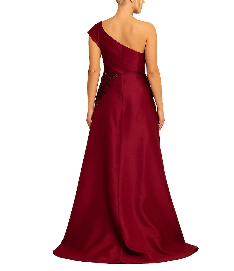Terani Couture One Shoulder 3D Floral Applique Gown