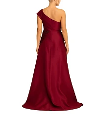 Terani Couture One Shoulder 3D Floral Applique Gown