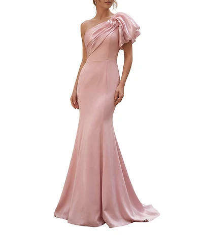 Terani Couture One Shoulder Asymmetric Mermaid Gown