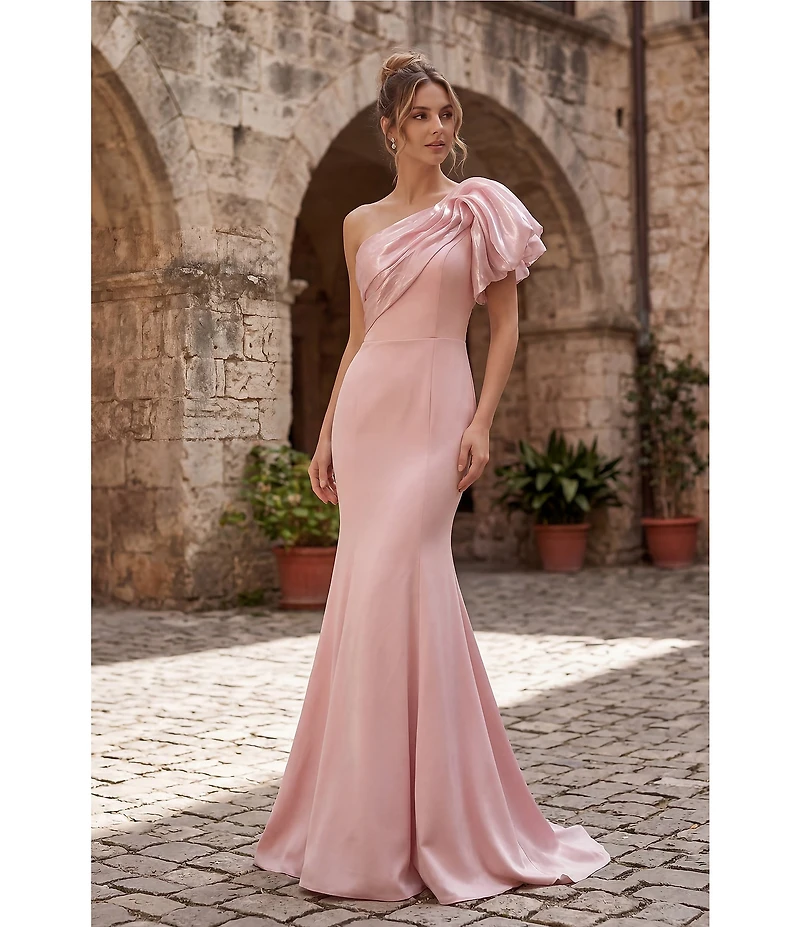 Terani Couture One Shoulder Asymmetric Mermaid Gown