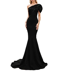 Terani Couture One Shoulder Asymmetric Mermaid Gown