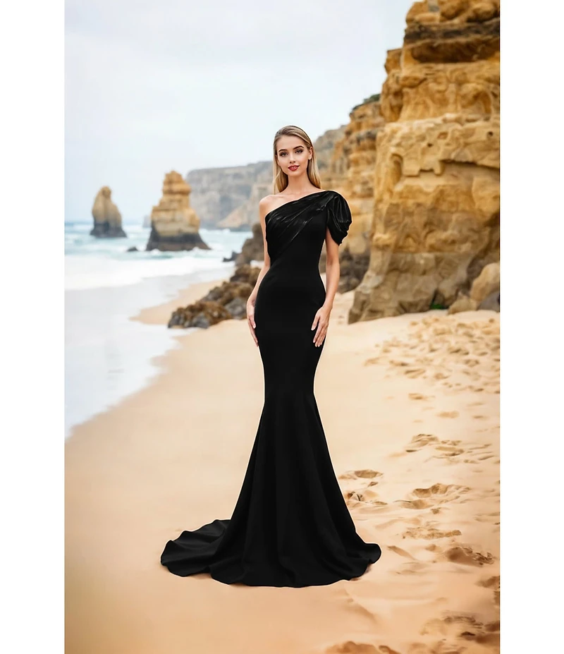 Terani Couture One Shoulder Asymmetric Mermaid Gown