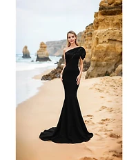 Terani Couture One Shoulder Asymmetric Mermaid Gown