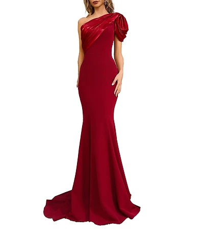 Terani Couture One Shoulder Asymmetric Mermaid Gown