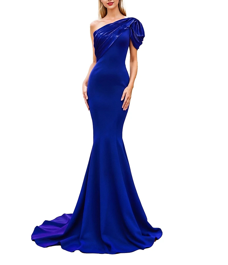 Terani Couture One Shoulder Asymmetric Mermaid Gown