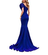 Terani Couture One Shoulder Asymmetric Mermaid Gown