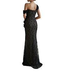 Terani Couture One Shoulder Lace Overlay Gown