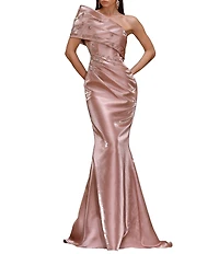 Terani Couture One Shoulder Simmer Organza Long Gown