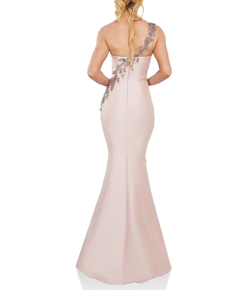 Terani Couture One Shoulder Sleeveless Beaded Gown