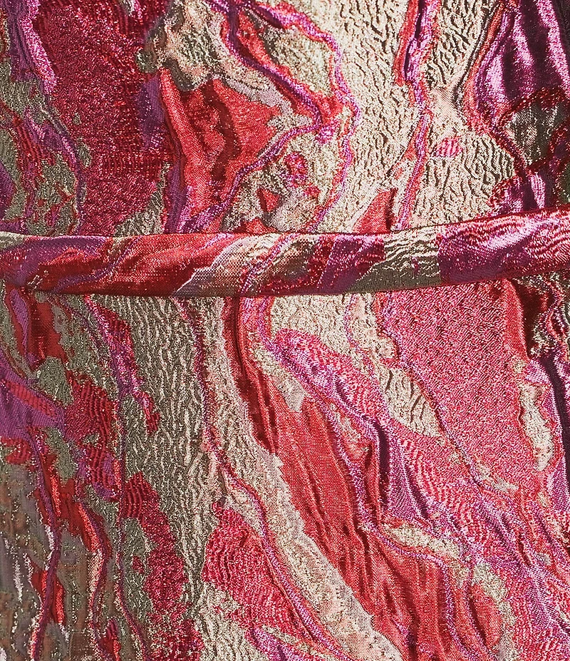 Terani Couture One Shoulder Sleeveless Jacquard Column Gown