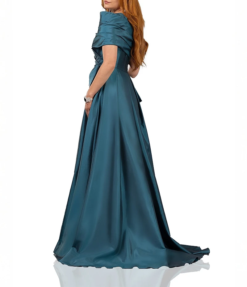 Terani Couture One Shoulder Taffeta Draped Gown