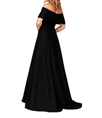 Terani Couture Pleated Off-the-Shoulder A-Line Gown