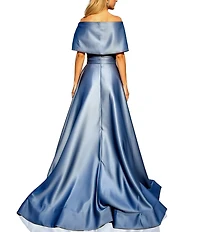 Terani Couture Satin One-Shoulder Neck Sleeveless Beaded Applique A-Line Ball Gown