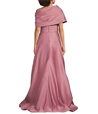 Terani Couture Satin One-Shoulder Neck Sleeveless Beaded Applique A-Line Ball Gown