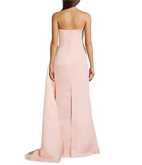 Terani Couture Satin Strapless Sleeveless Drape Side Mermaid Gown