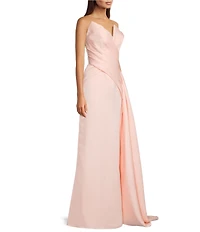 Terani Couture Satin Strapless Sleeveless Drape Side Mermaid Gown