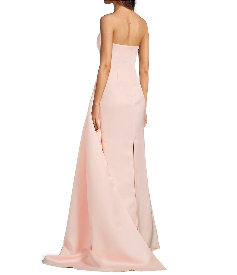 Terani Couture Satin Strapless Sleeveless Drape Side Mermaid Gown