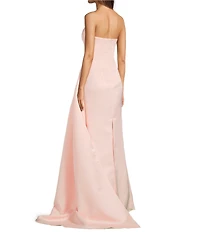 Terani Couture Satin Strapless Sleeveless Drape Side Mermaid Gown