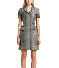 Terani Couture Short Sleeve Tweed Dress