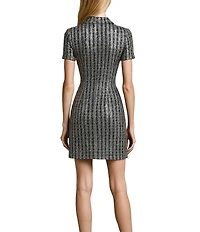 Terani Couture Short Sleeve Tweed Dress