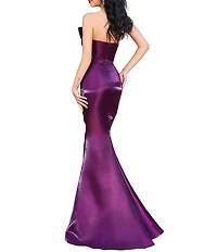 Terani Couture Simmer Organza Strapless Long Gown With Large Bow