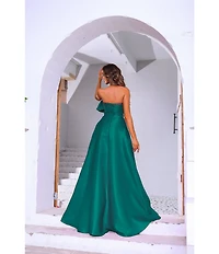 Terani Couture Strapless 3D Ruffle Front Shimmer Crepe Ballgown