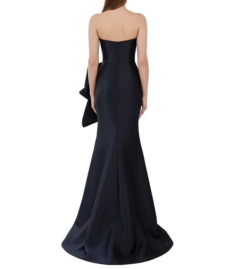 Terani Couture Strapless Beaded Bow Detail Mikado Mermaid Gown