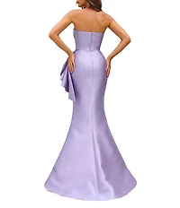 Terani Couture Strapless Beaded Bow Detail Mikado Mermaid Gown