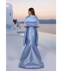 Terani Couture Strapless Beaded Mikado Gown With Shawl