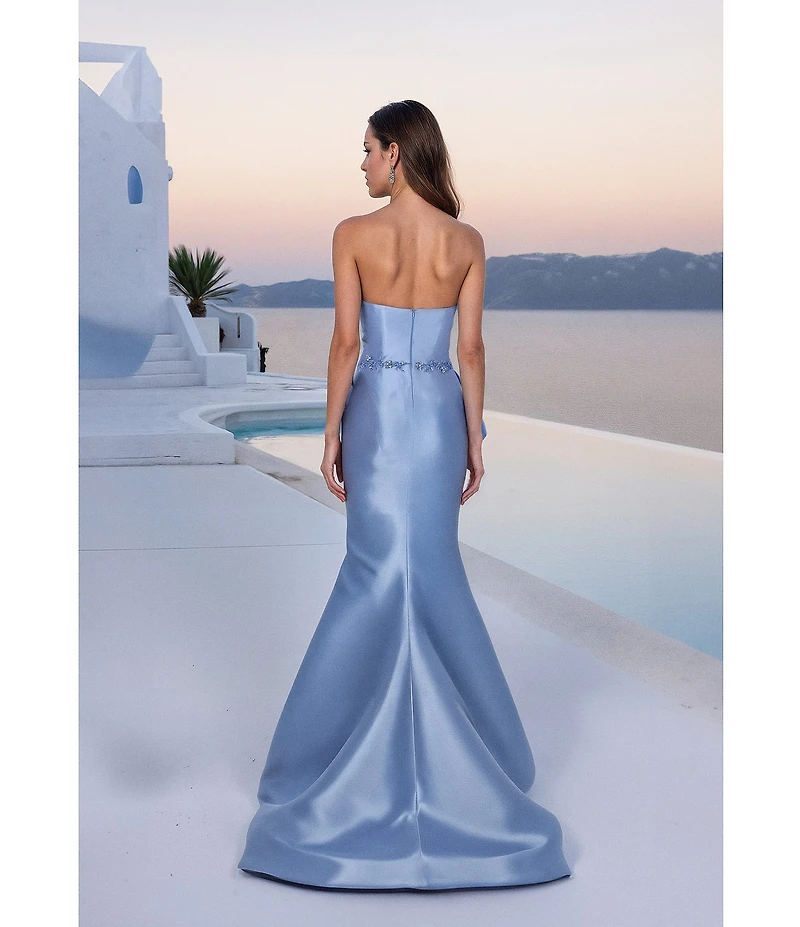 Terani Couture Strapless Beaded Mikado Gown With Shawl