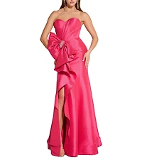 Terani Couture Strapless Bow Detail Gown