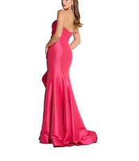 Terani Couture Strapless Bow Detail Gown