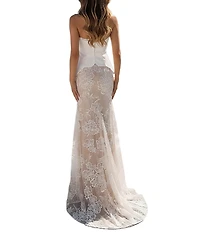Terani Couture Strapless Lace Corset Long Gown