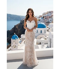 Terani Couture Strapless Lace Corset Long Gown