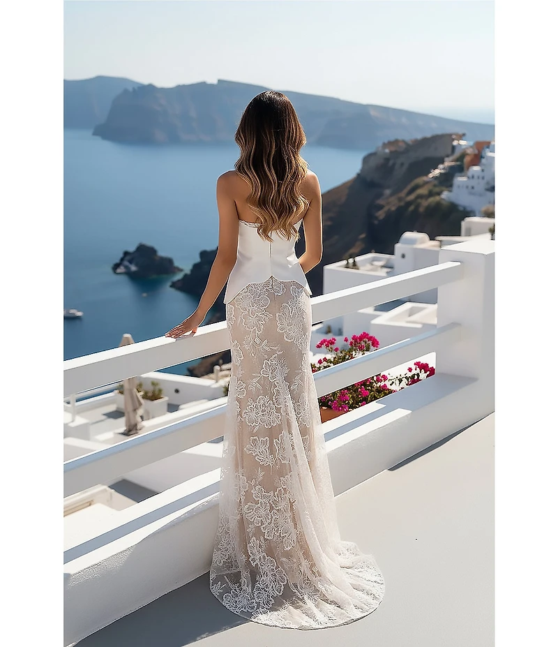 Terani Couture Strapless Lace Corset Long Gown