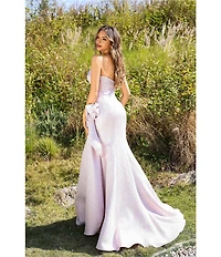 Terani Couture Strapless Long Ruched Gown