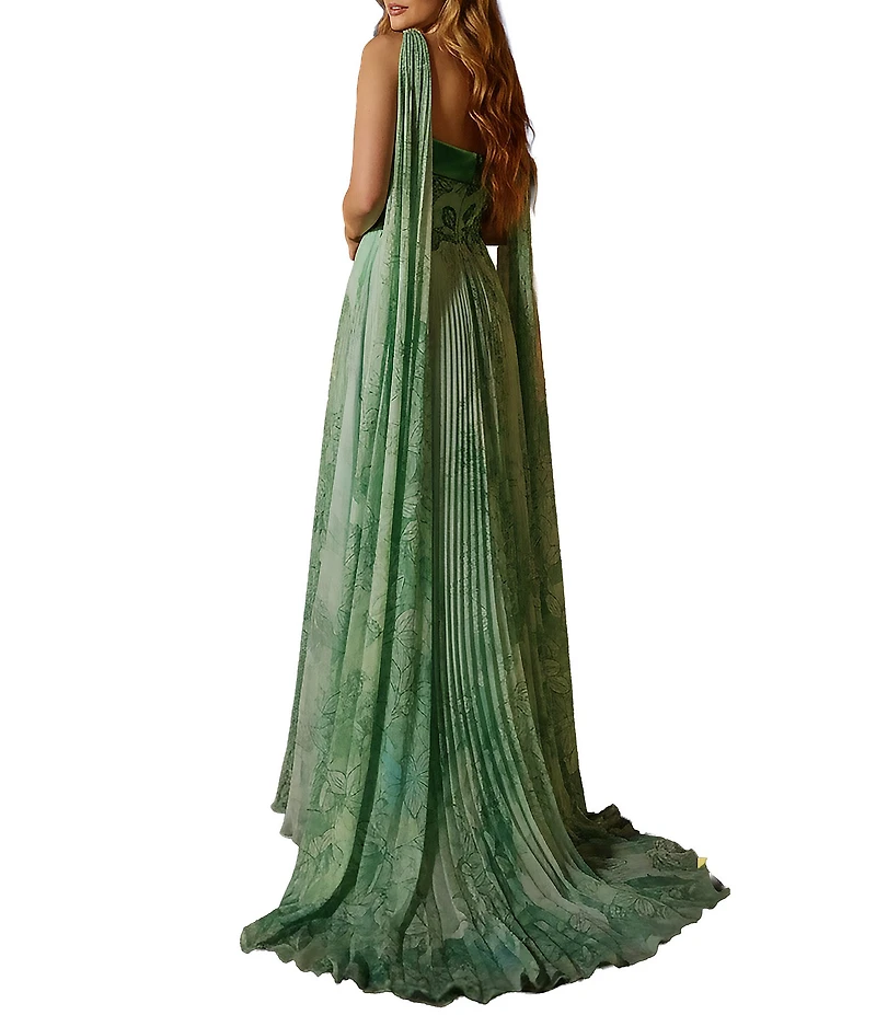 Terani Couture Strapless Scarf Neck Long Gown