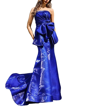 Terani Couture Strapless Shimmer Organza Gown