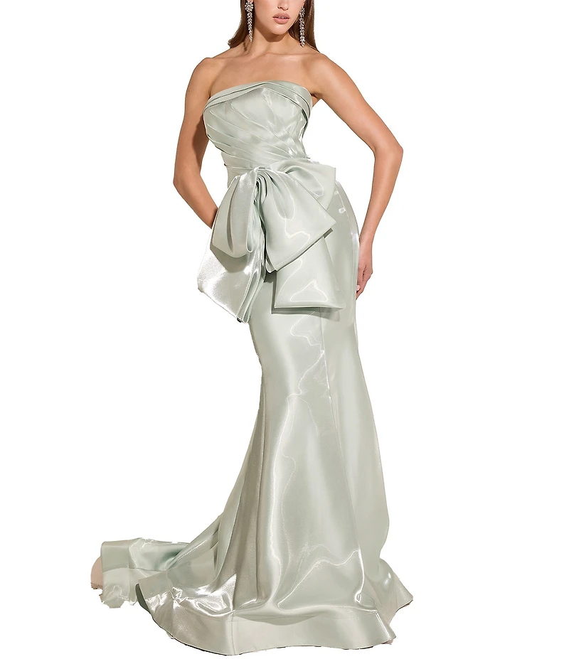 Terani Couture Strapless Shimmer Organza Gown