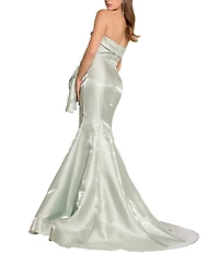 Terani Couture Strapless Shimmer Organza Gown