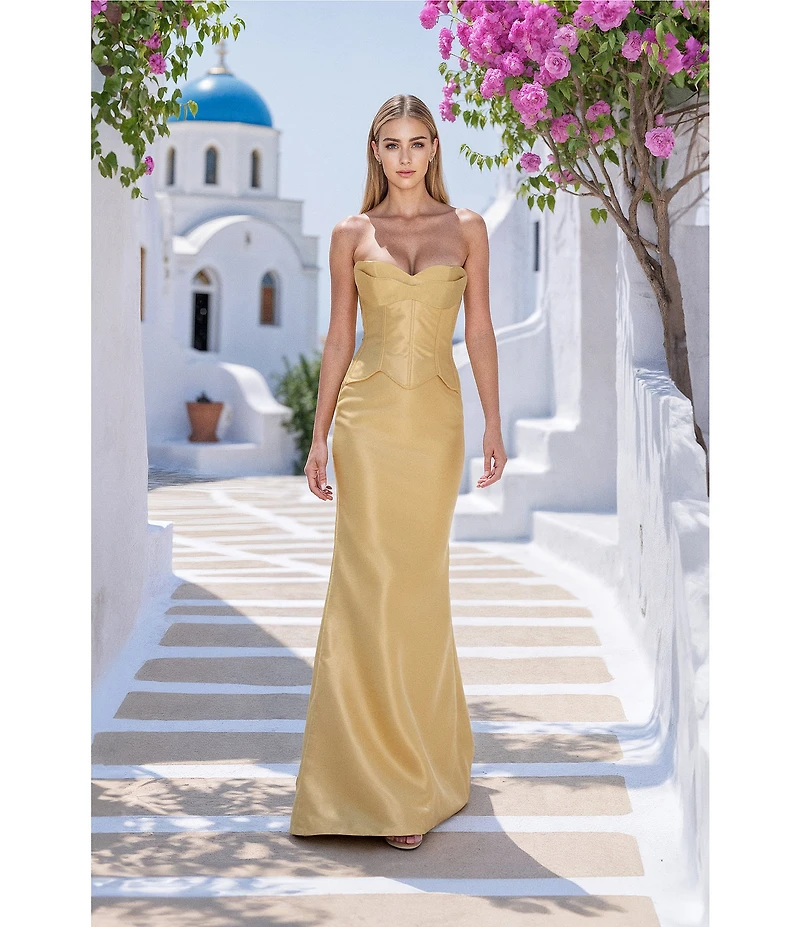 Terani Couture Strapless Sweetheart Neckline Mikado Gown