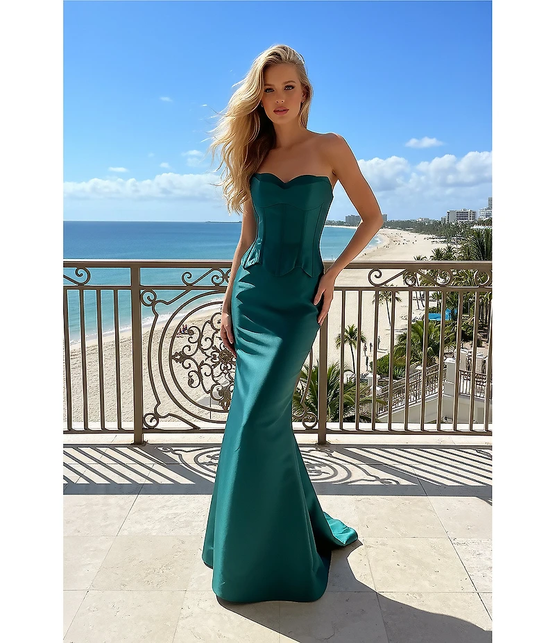 Terani Couture Strapless Sweetheart Neckline Mikado Gown