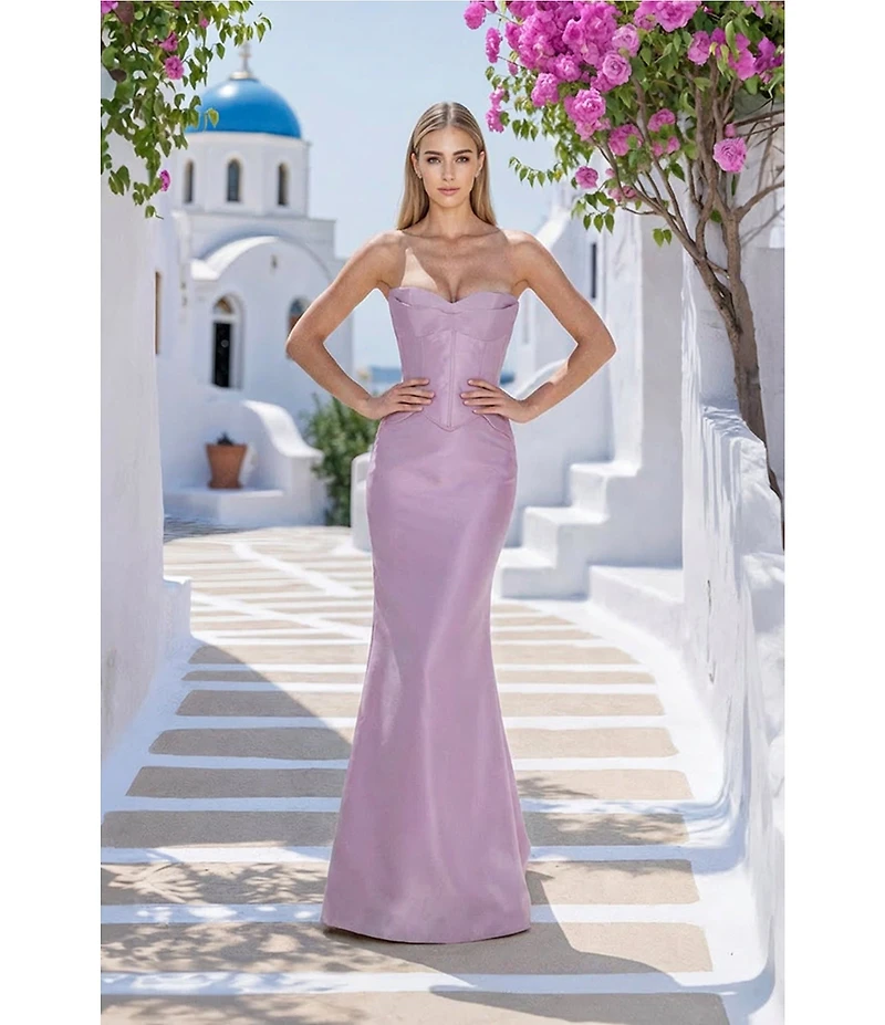Terani Couture Strapless Sweetheart Neckline Mikado Gown
