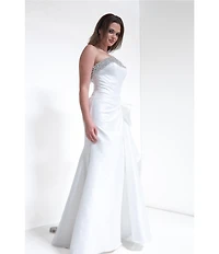 Terani Couture Stretch Mikado Embellished Strapless Ruffle Mermaid Gown