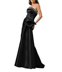 Terani Couture Stretch Mikado Embellished Strapless Ruffle Mermaid Gown