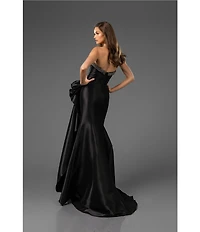 Terani Couture Stretch Mikado Embellished Strapless Ruffle Mermaid Gown