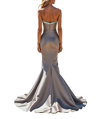 Terani Couture Stretch Mikado Embellished Strapless Ruffle Mermaid Gown